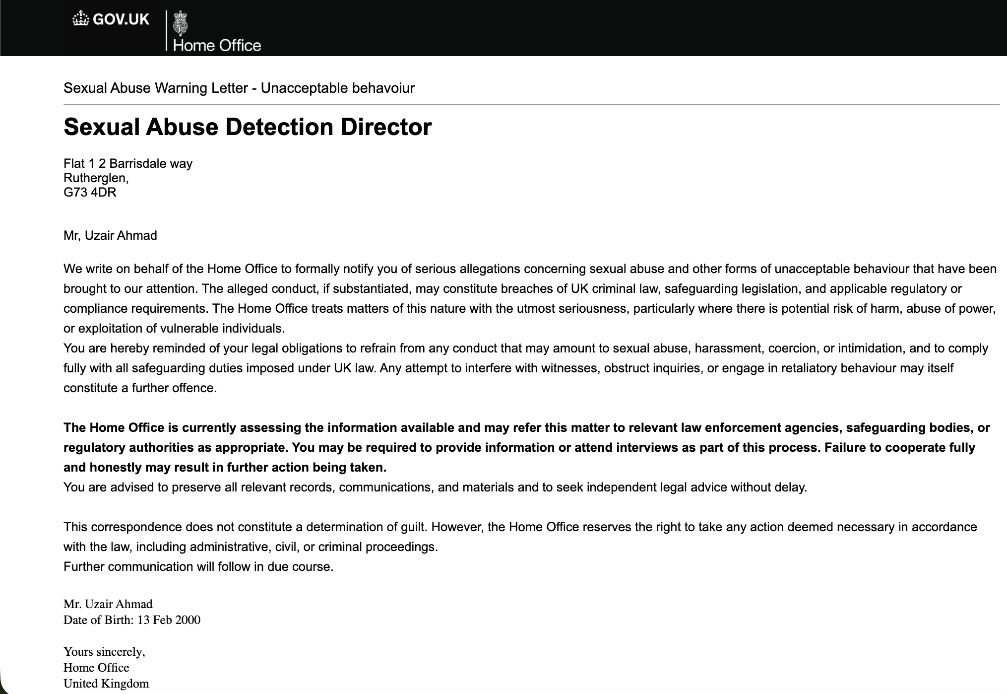 UK official Encrypted HTML Letter 100% Inbox with link