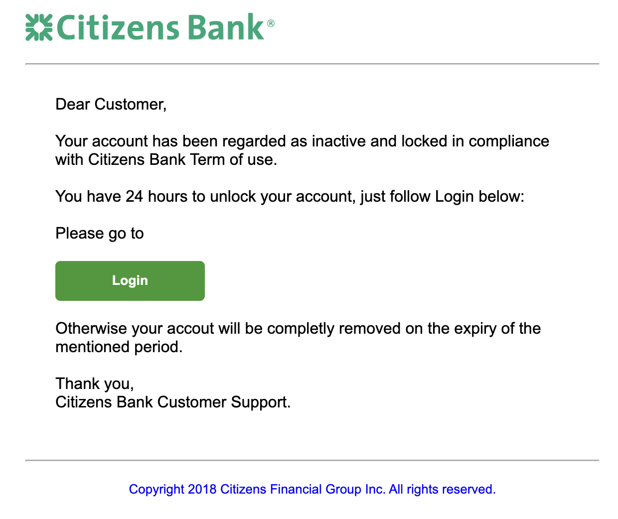 Citizen Bank Encrypted Html Letter 100% Inbox to All Domain