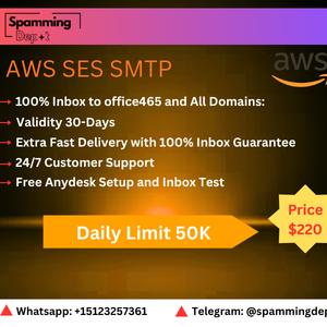 AWS Ses Smtp 100% Inbox to All Domain emails and office365 | Daily Limit 50,000