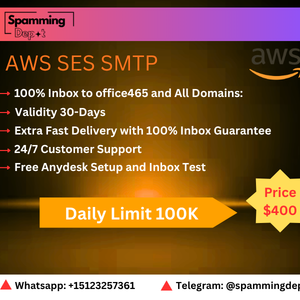 AWS Ses Smtp 100% Inbox to All Domain emails and office365 | Daily Limit 100,000