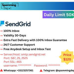 Sendgrid SMTP Daily limit 50,000 | Validity 30-Days